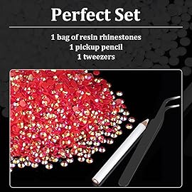 2500pcs 5mm Resin Rhinestones Bulk, Red AB Flatback Round Jelly Rhinestones Bedazzling Non Hotfix Crystal Gems Large Quantity Wholesale for DIY Crafts Clothes Bottles Tumblers Face Makeup Manicure