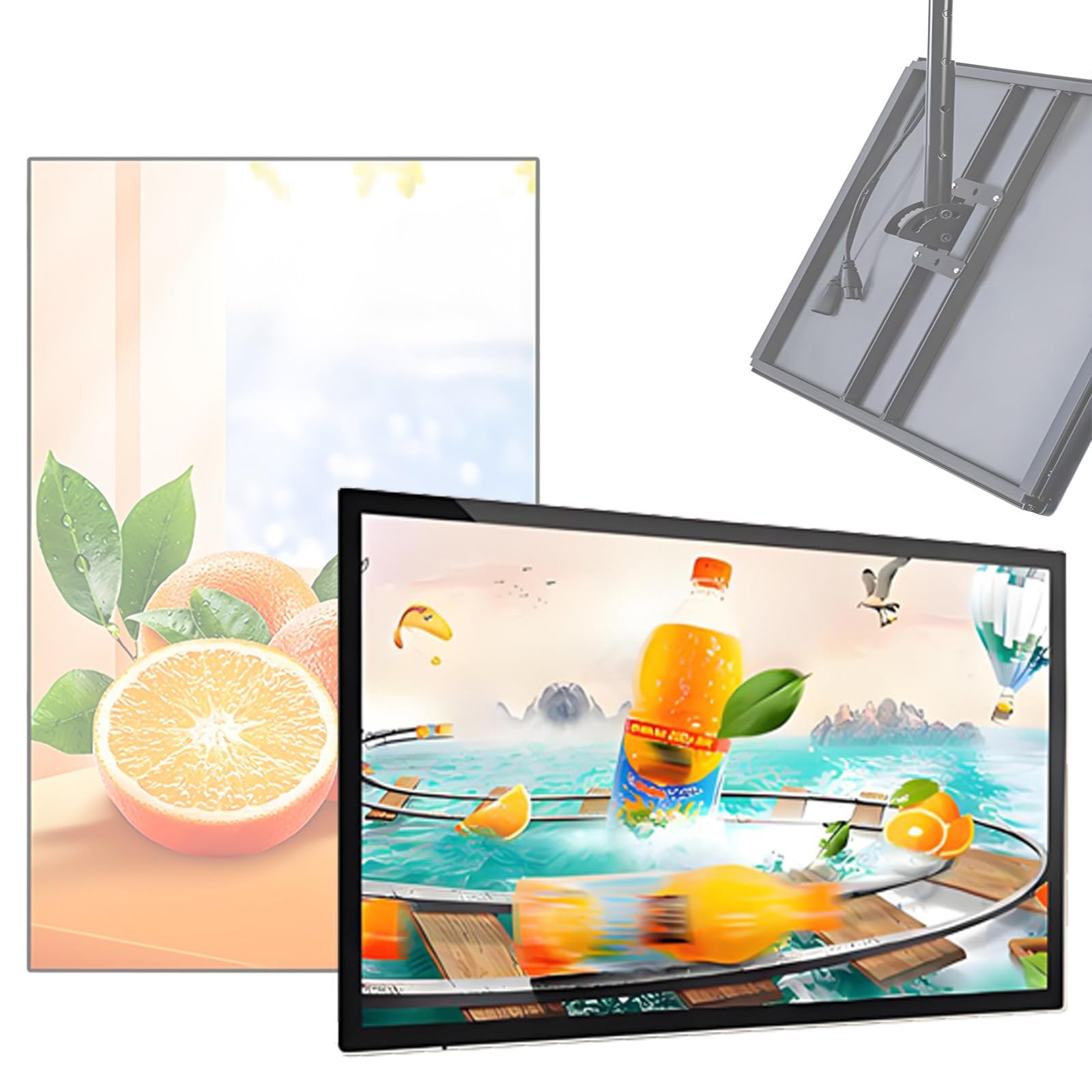 Tablero de menú LED para restaurante, cafetería, caja de luz iluminada para carteles, pantalla vertical 60 x 80 cm, cartelera montada para colgar para señalización de cafetería