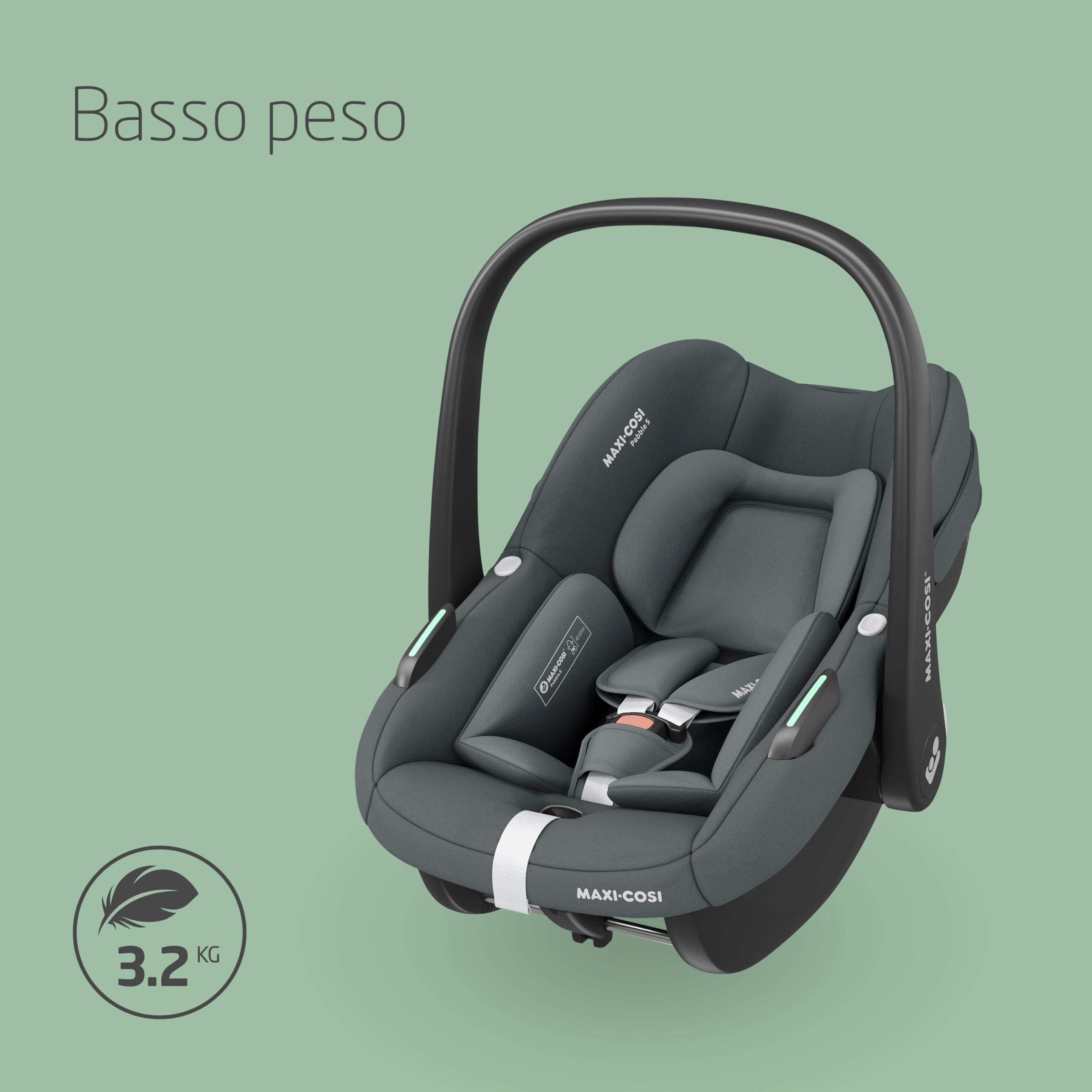 Maxi-COSI Pebble S i-Size Lightweight Newborn Car Seat, Rear Facing, Travel & Airplane Friendly, Side Impact Protection, Seatbelt Fit, Newborn Inlay Included, Up to 13Kgs, Birth-15 Months, Graphite 2