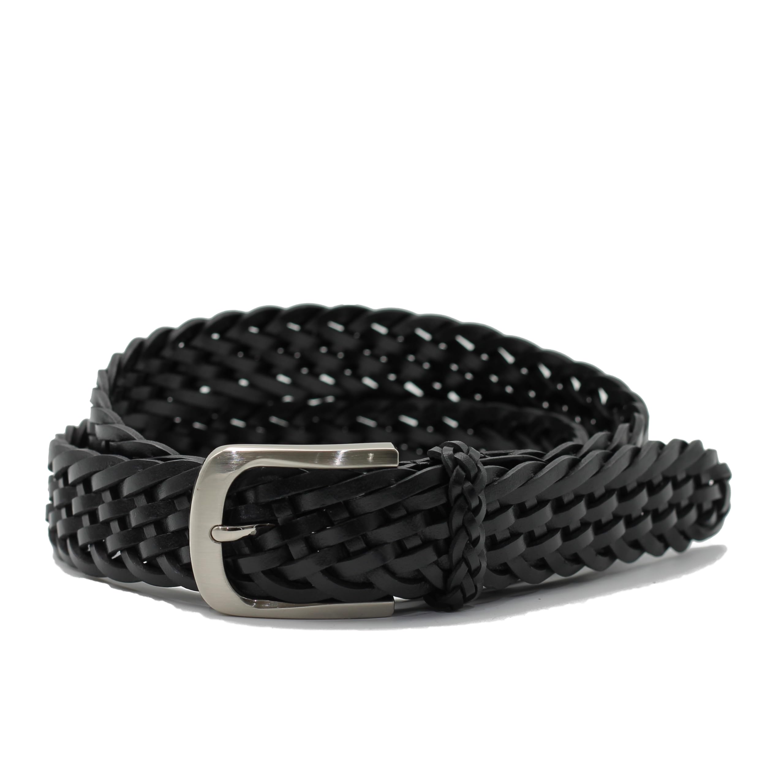 Xposed Mens Braided Real Leather Belt Retro Woven Smart Casual Jeans Chino Prong Buckle [BLT-NHZ967-BLACK-125cm]