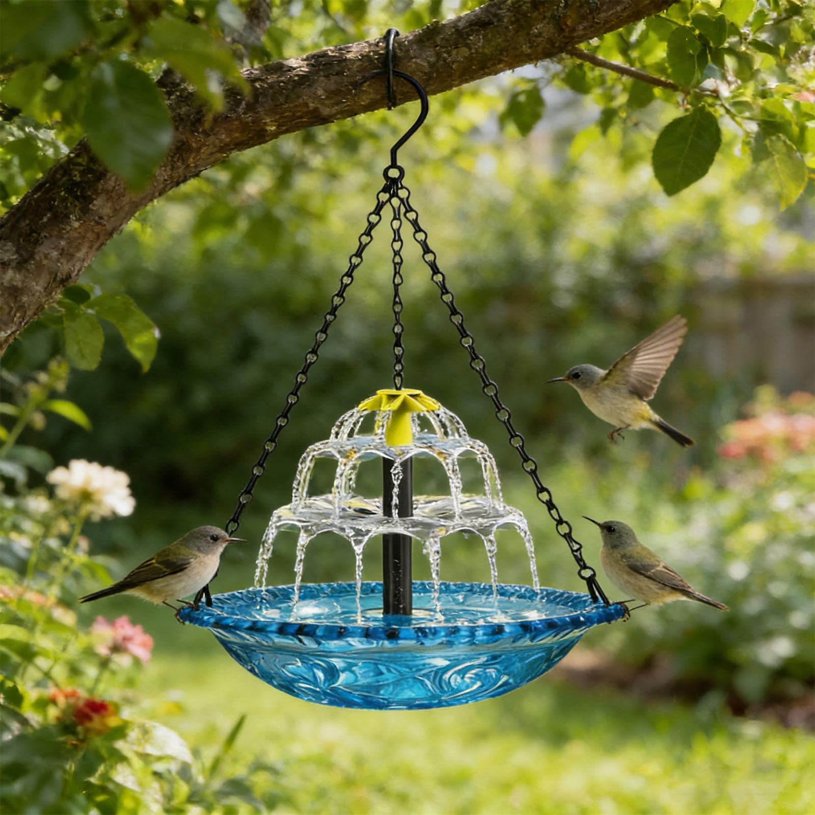 Sichtbare Solar-Wasserversorgung für Vögel mit 3 Meter langem Kabel und platzsparender Hänge-Solar-Gartendekoration