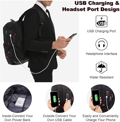 Miniatura 4 de Mochila grande de viaje y para laptop, es impermeable, antirrobo, con cerradura y puerto de carga USB, para negocios, hombres, mujeres, escuela,