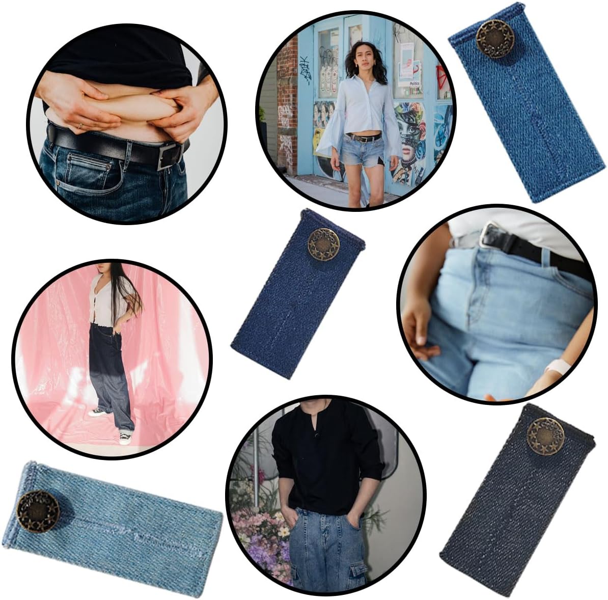 4 Pieces Waist Extender for Pants Jeans, Waistband Extenders, Adjustable Jeans Button Extender, Button Extender for Jeans for Jeans, Trousers, Dress and Pants - Image 4