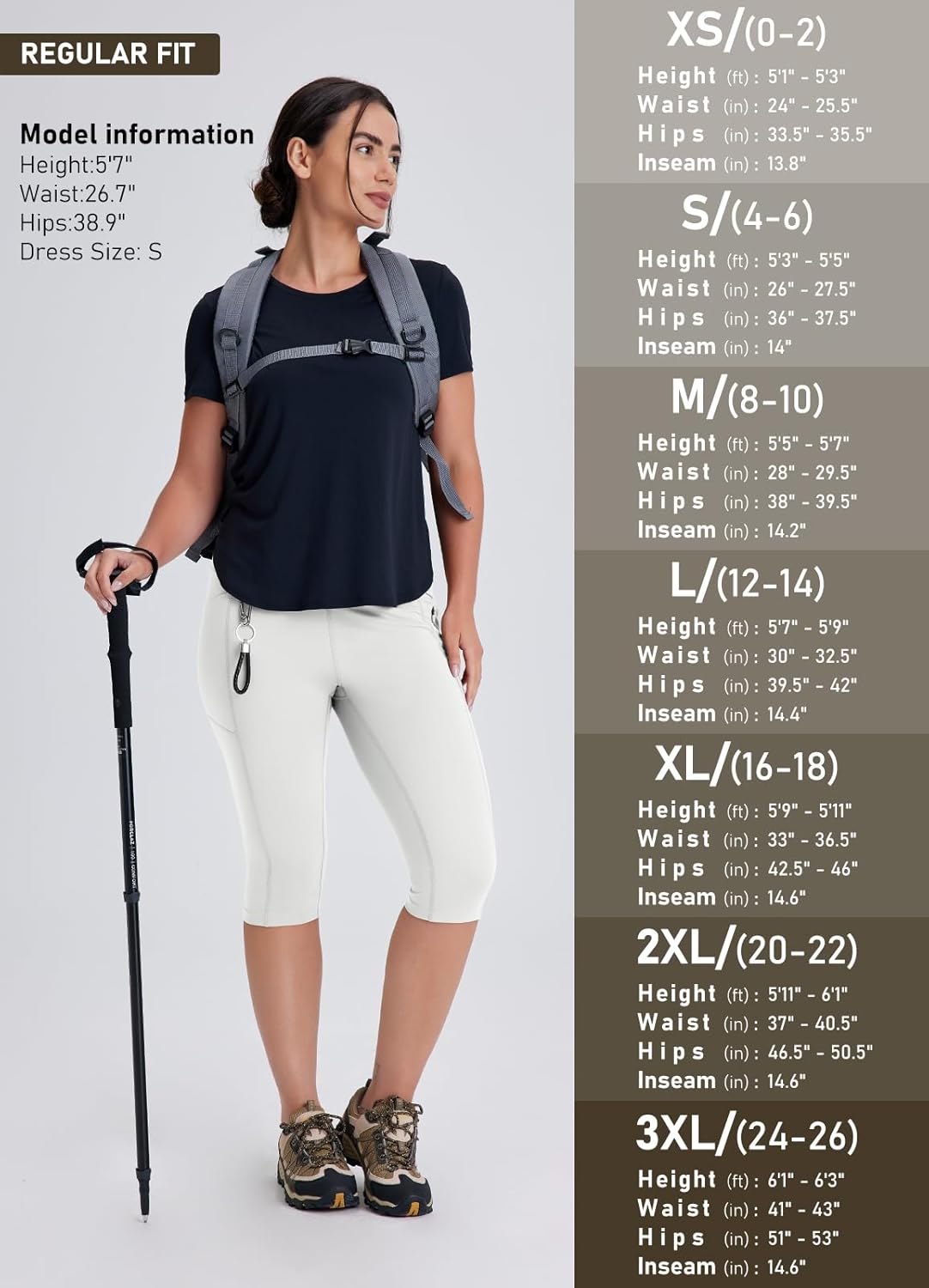 Women's Long Biker Shorts Hiking Knee Length Capri Leggings, High Waisted Bermuda Shorts with Pockets 14 Inch - Image 6