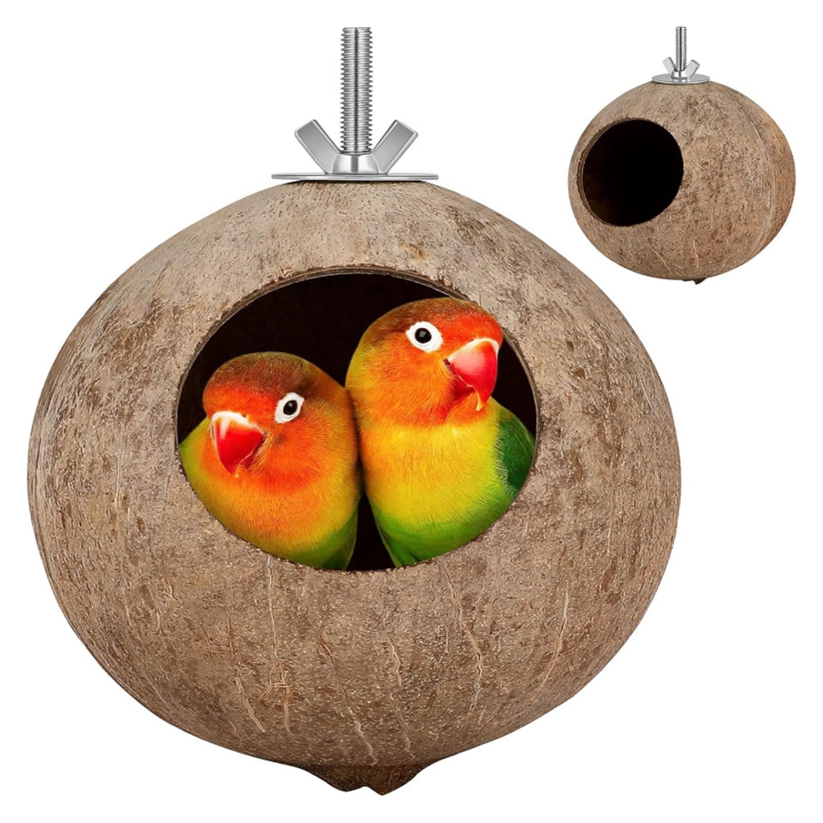 Vogelhaus aus Kokosnuss Vogelhauskäfig aus Kokosnussschalen for Wellensittiche und Papageien