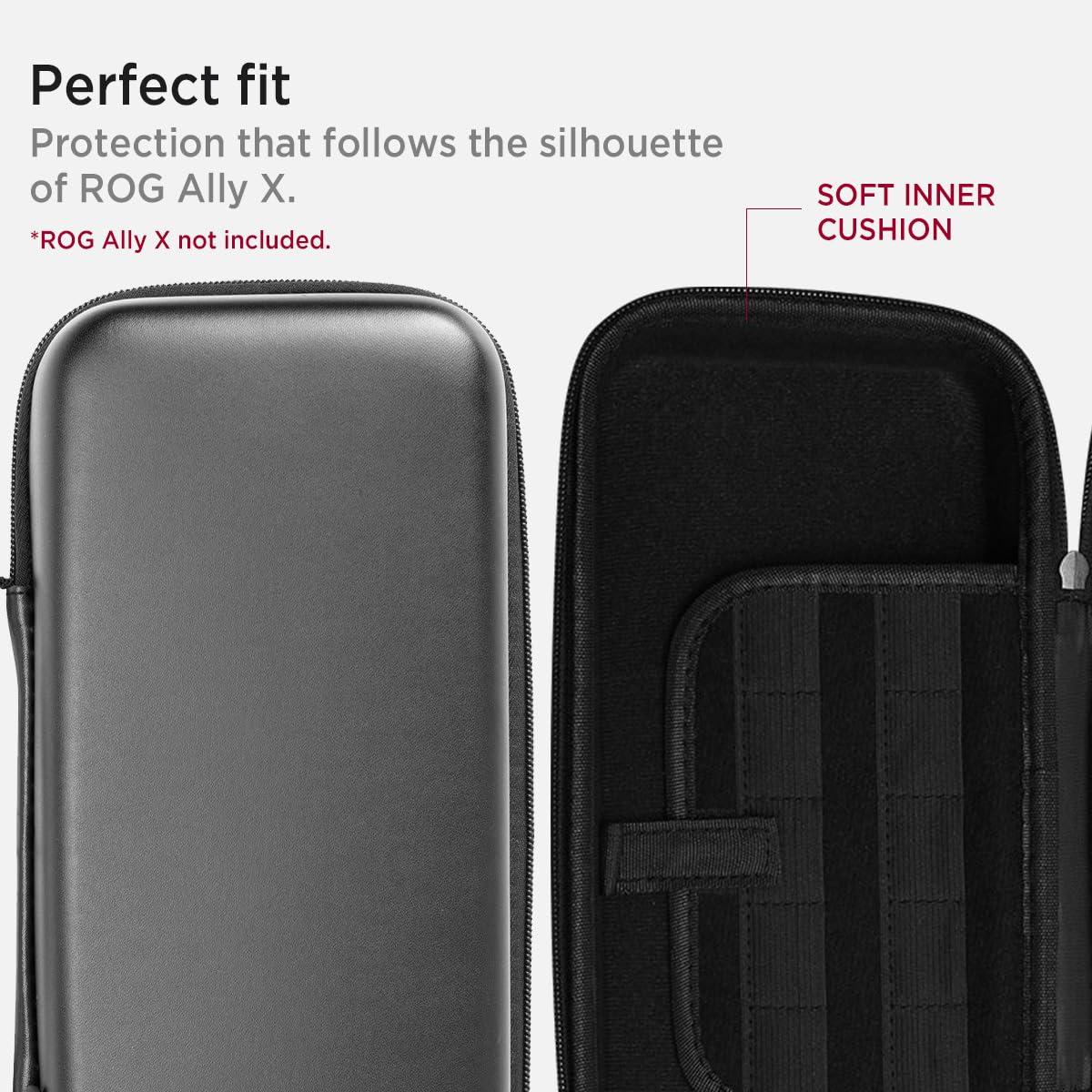 Miimall Funda de Transporte Compatible con ASUS ROG Ally X 2024/ROG Ally 2023, Bolsa de Portátil de Piel Sintética, Dura Antiarañazos Antigolpes Funda Protectora de Viaje con Bolsillos, Negro