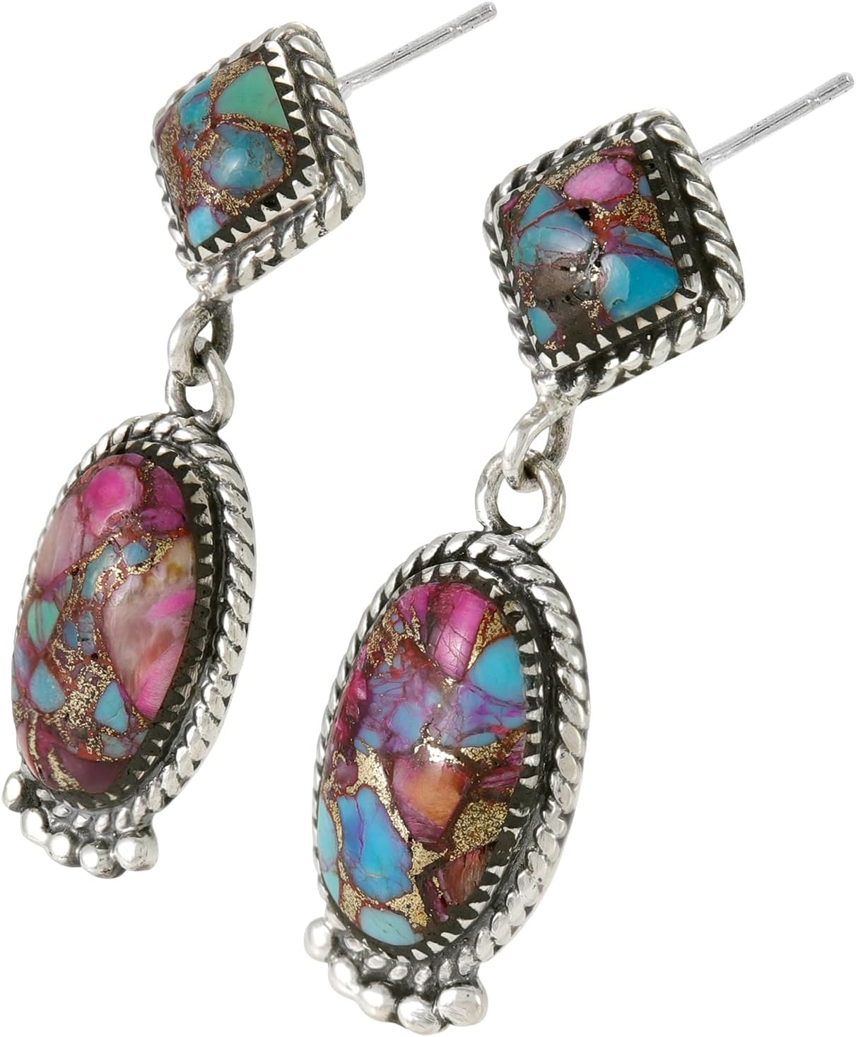 Turquoise Earrings 925 Sterling Silver & Genuine Gemstone - Image 3