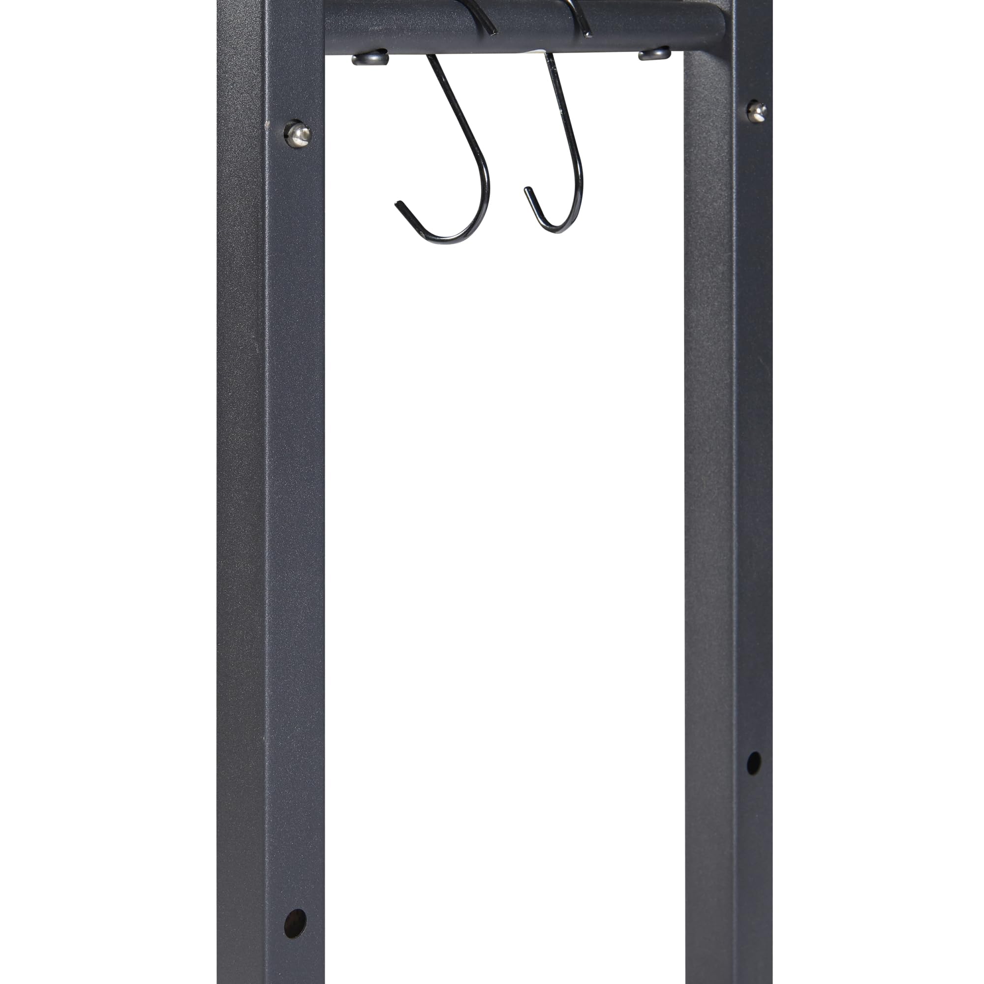 [en.casa] Kaminholzregal Kasan Verstellbarer Feuerholzständer Holzlager aus Stahl Brennholzregal Holzunterstand mit Haken für Werkzeuge Außen & Innen Schwarz H100-150xB60-100xT25cm
