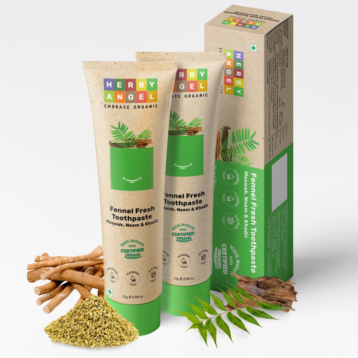 Herby Angel Fennel Fresh Baby Toothpaste for Strong Teeth, Healthy Gums & Cavity Protection - 100% Natural & Organic Tooth Paste for Kids Ages 12 Months & Above (Pack of 2) (25 GM Each) (B0DDQ9JNCX) Amazon Price History, Amazon Price Tracker
