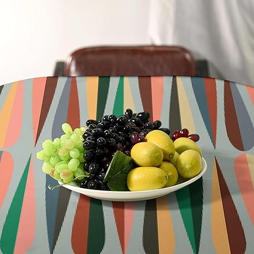 Miniatura 360 de Mantel floral hippie, diseño retro de los años 70, naranja, rosa, azul, floral, bohemio, estampado estético de margaritas, para fiesta, picnic