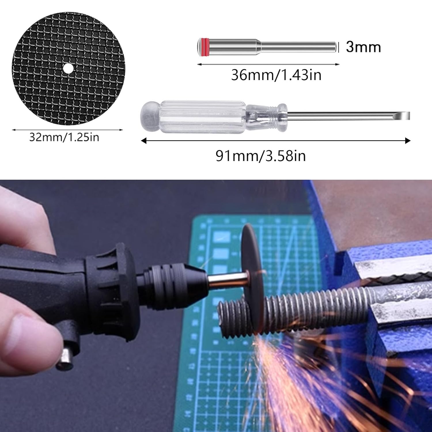 Cutting Wheel Set for Dremel Rotary Tool, 60pcs Rotary Tool Cut Off Wheel 1-1/4'' Reinforced Fiberglass Cut Off Wheels with 8pcs Mandrels for Cutting Metal, Wood, Stone