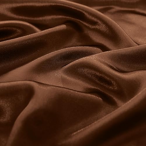 Miniatura 6 de TREELY Juego de sábanas de satén, King, marrón, 6 piezas, bolsillo profundo, transpirable