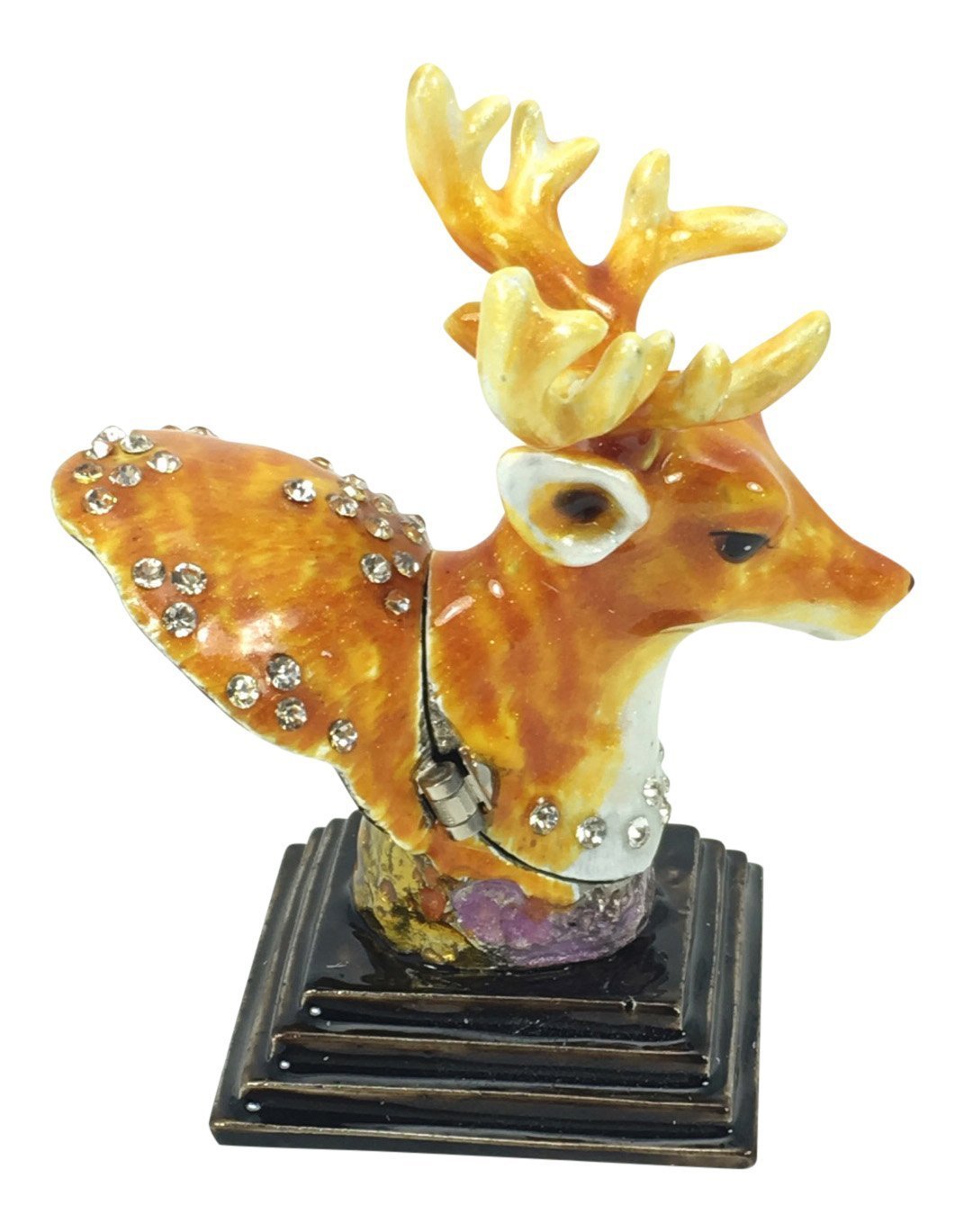 Bejeweled Deer Bust Jewelry Trinket Box