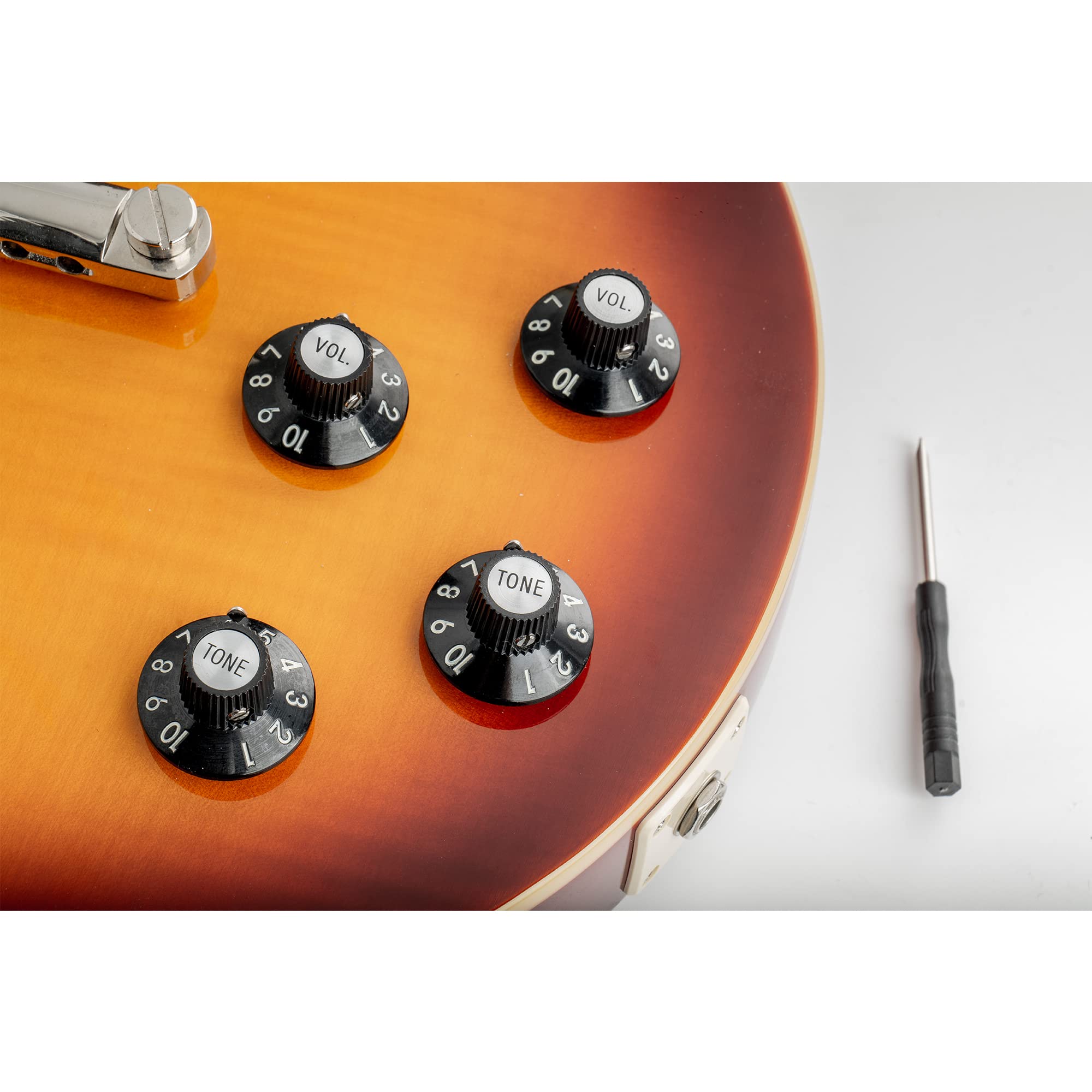 Musiclily Pro Calowa Gałka Potencjometru Witch Hat Knobs 2 Tone 2 Volume do Gitary Elektryczny 72 Telecaster Custom lub Wzmacniacza, Czarny
