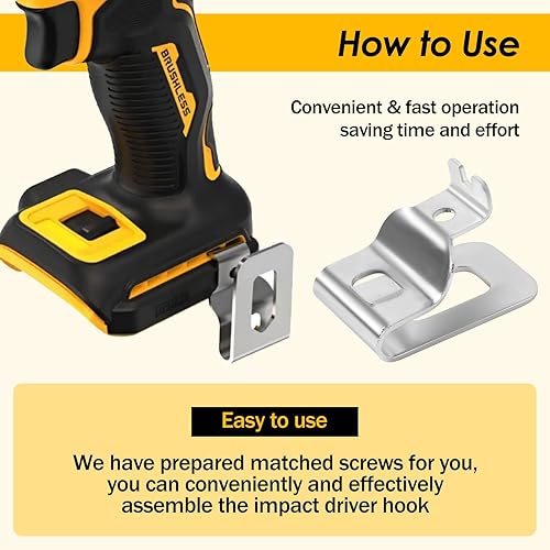 Miniatura 5 de Pinzas de cinturón de acero inoxidable 304 para Dewalt con tornillos, kit de clips de herramientas de taladro, kit de gancho de repuesto para Dewalt