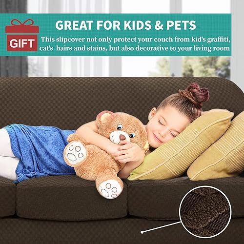 Miniatura 3 de YEMYHOM Fundas de sofá de 3 piezas a cuadros para sofá de 2 cojines, funda de sofá de alta elasticidad con 2 fundas de cojín de asiento extra