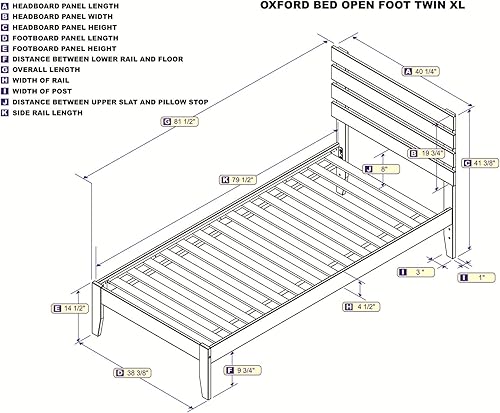 Miniatura 3 de AFI, Cama de plataforma Oxford, tamaño individual XL con cargador USB conectable, color blanco