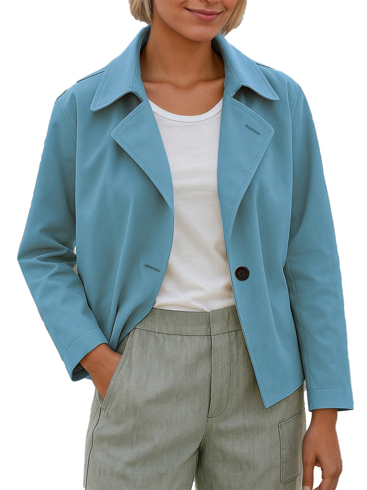 Cropped Blazers for Women Business Casual Single Breasted Long Sleeve Jacket Fall Work Office Blazer