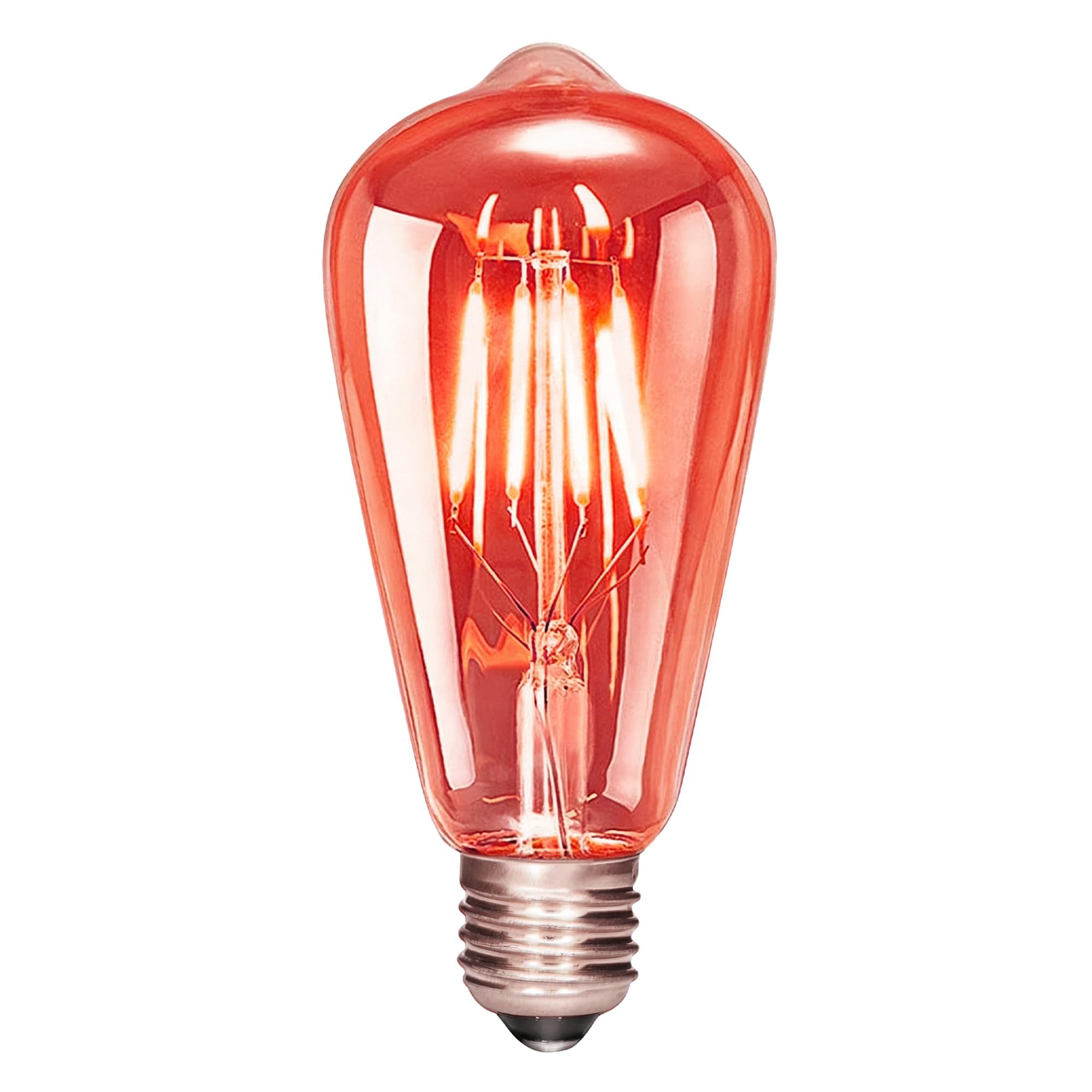 Bravsekai E27 ST64 Red LED Bulb, 4W Screw Decorative Filament Bulb, 40W Equivalent, Non-Dimmable, Modern Style, for Bar, Party & Home Ambient Decor, Pack of 1 — image 1
