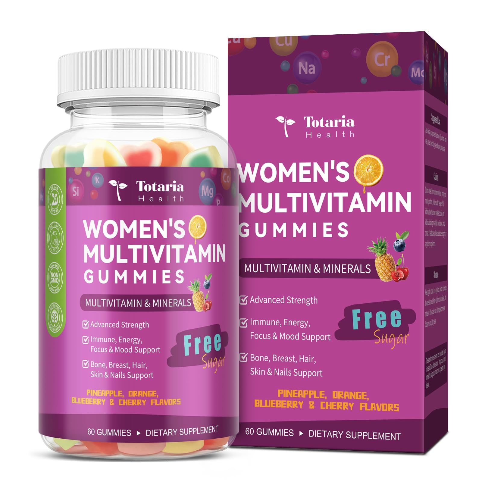 Totaria Sugar Free Multivitamin Gummies for Women 14 w Iron Inositol Folate Biotin Womens Daily Multivitamin Gummy w