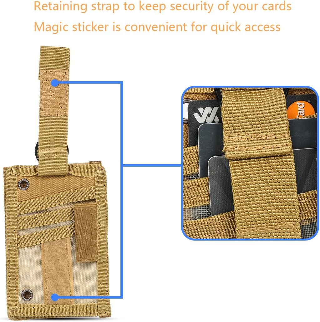 IronSeals Tactical ID Card Holder Hook & Loop Patch Badge Holder Detachable Quick Rip-Away Badge Holder with Key Ring and Adjustable Neck Lanyard