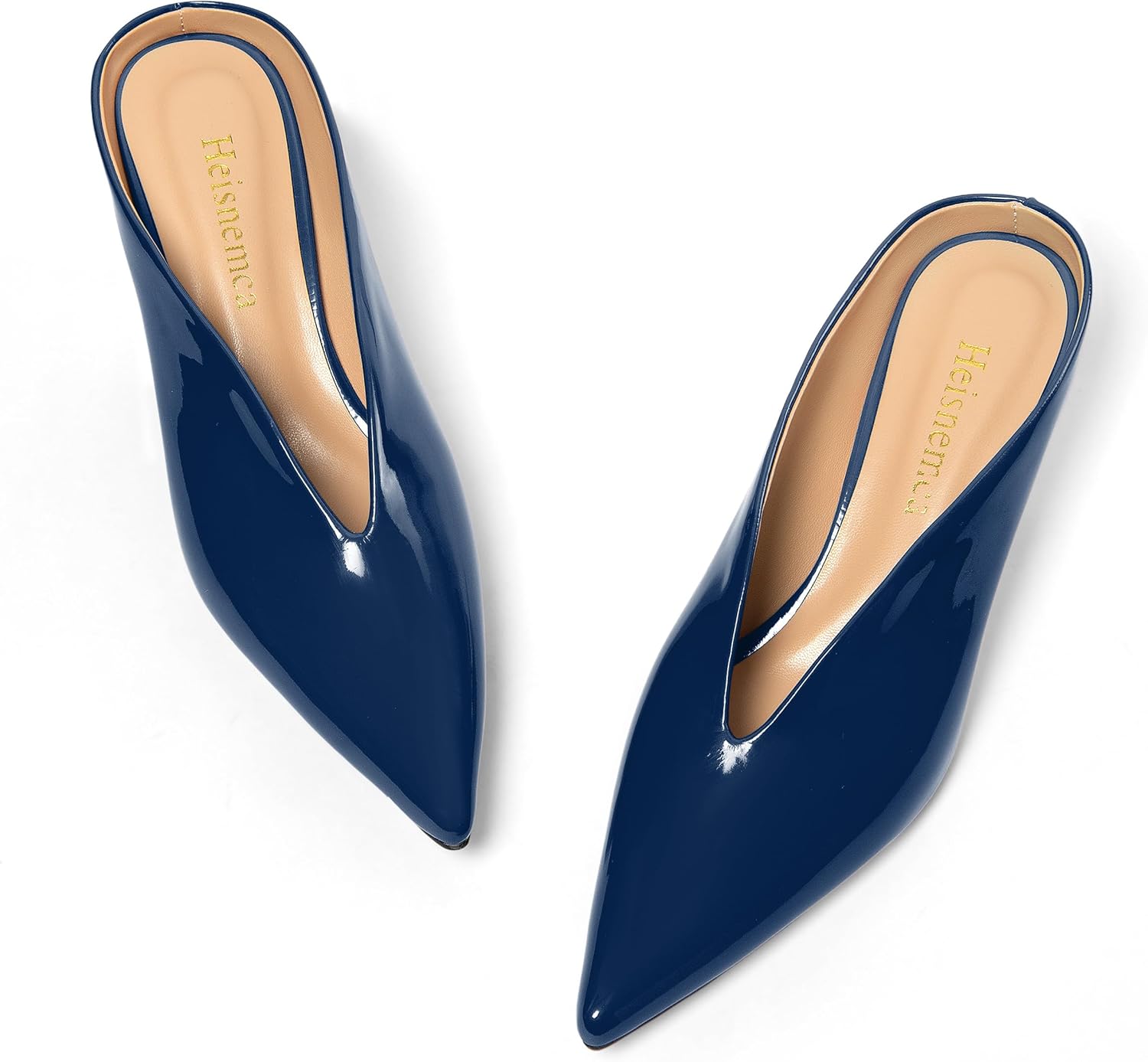 Womens High Heels Mules Low Closed Pointed Toe Slide Sandals Slip On Pump Heels Dress Office Work Shoes - Image 3