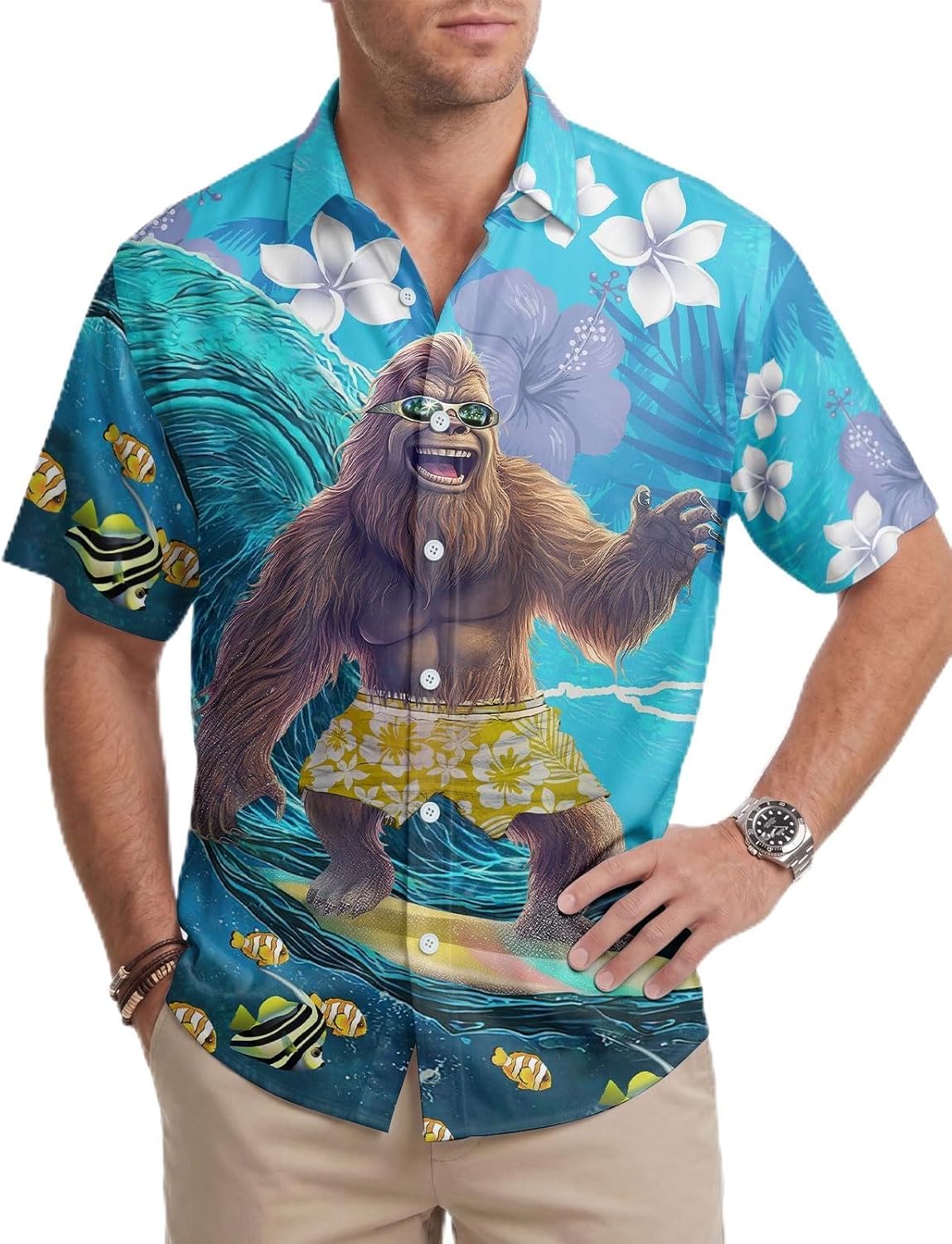 Summer Short Sleeve Button Down Shirt Men, Funny Hawaiian Top, Summer Gifts