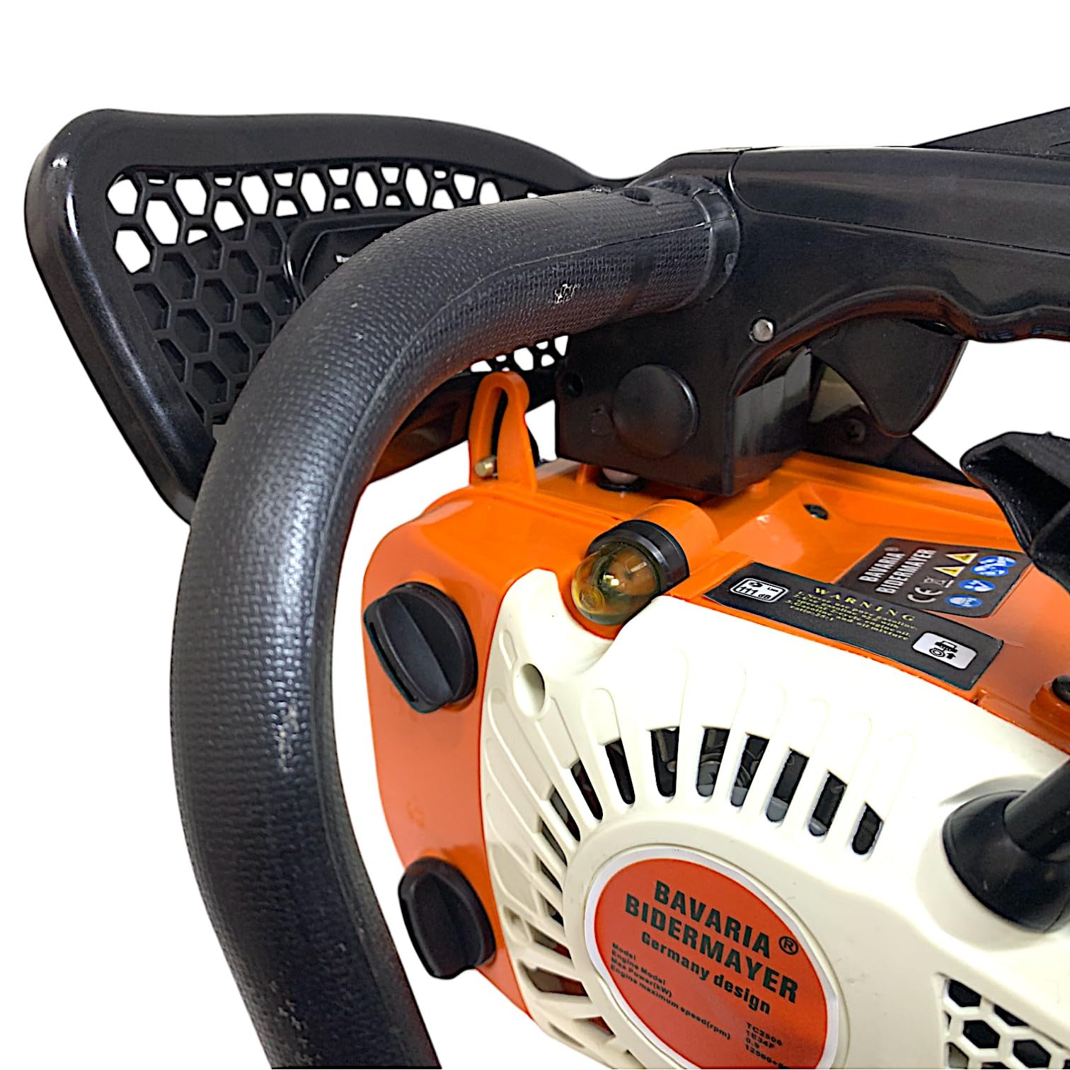 Motosega a Scoppio 25.4CC con Motore 2 Tempi da Potatura Giardinaggio con Barra da 30cm Potenza 0.9KW 12500 Giri/min Avviamento Easy-Start Sistema Antivibrazioni Kit Montaggio incluso