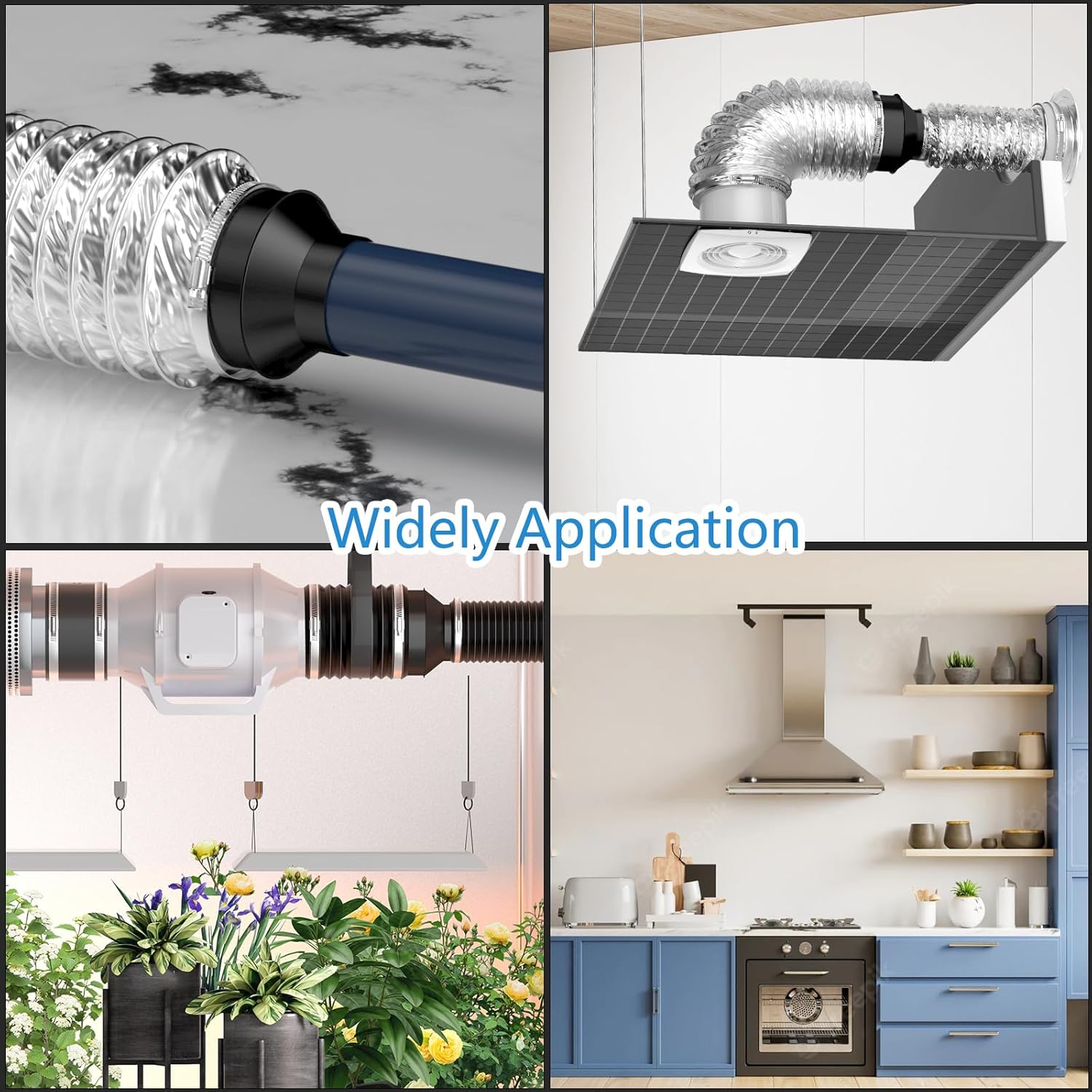 Hon&Guan 4 Inch Inline Booster Duct Fan with 6 to 4 inch duct reducer kit