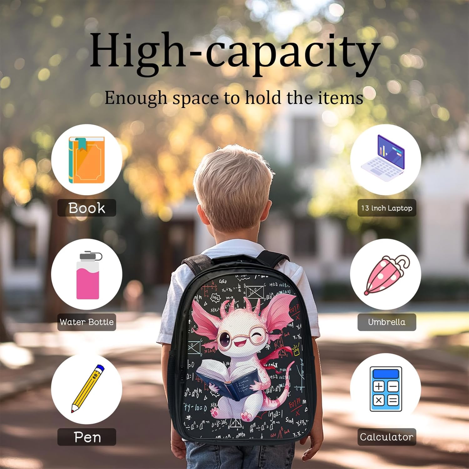 Axolotl Backpack Set for Boys Girls 3PCS Cute Animal School Bag with Lunch Box Pencil Case Kids Backpacks Toddler Elementary Bookbag 16 Inch - Image 6