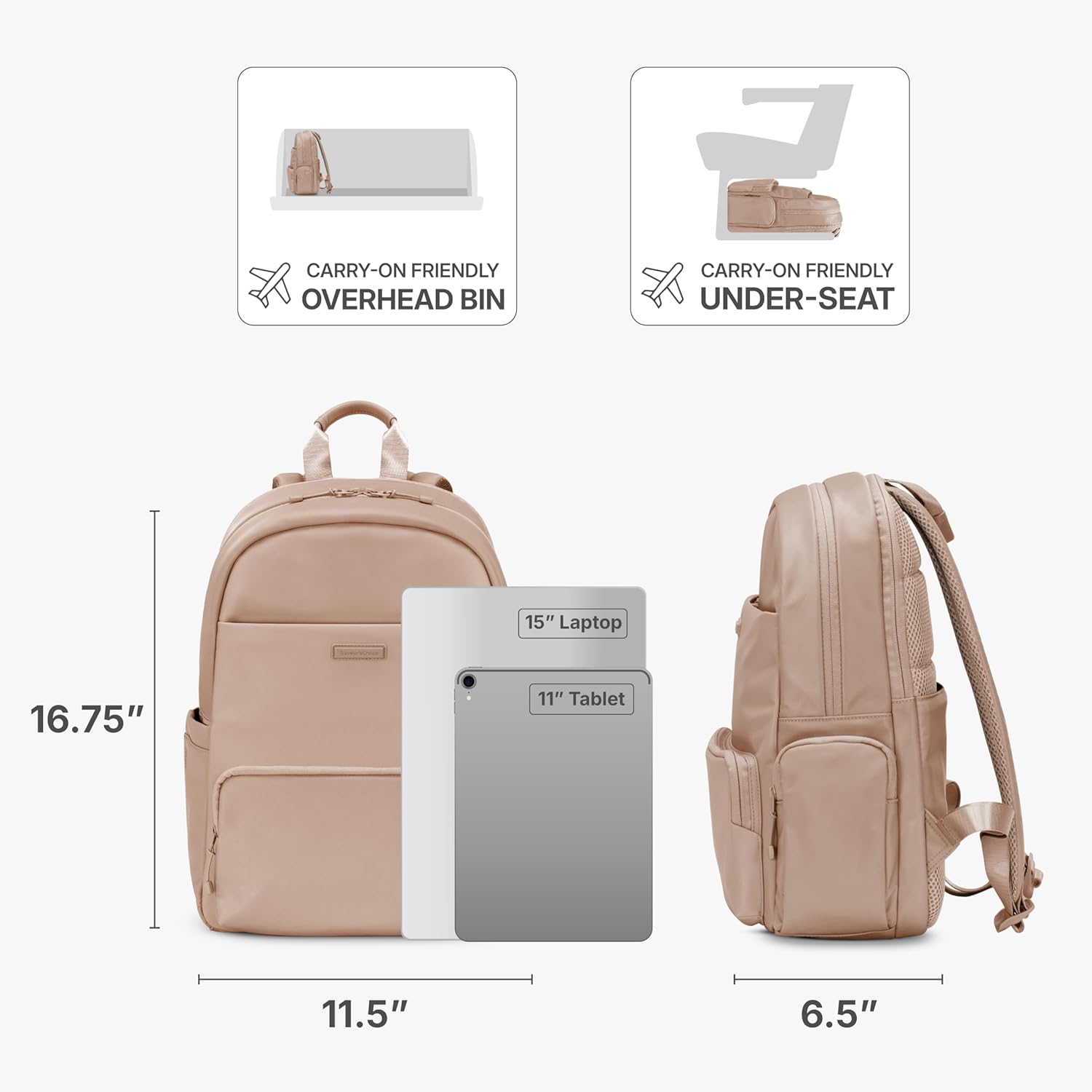 Traveler's Choice Women's Iria 20L Backpack, Latte Beige