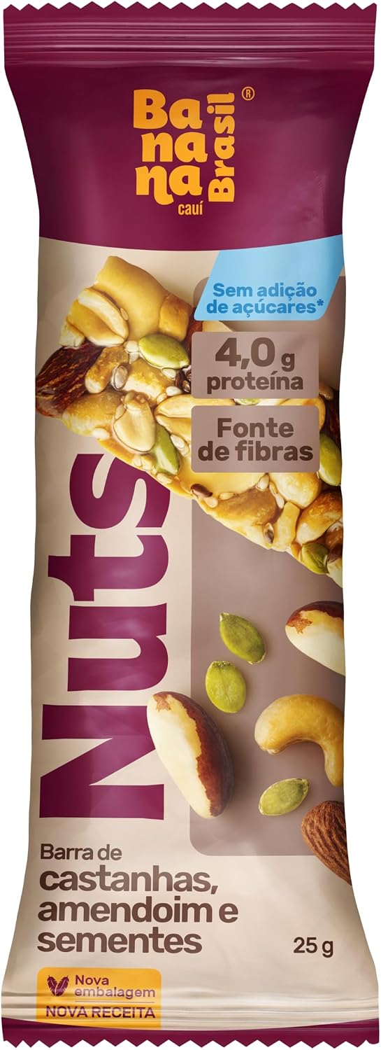 Banana Brasil Barra De Castanhas Amendoim E Sementes Com 12 Unidades De 25G