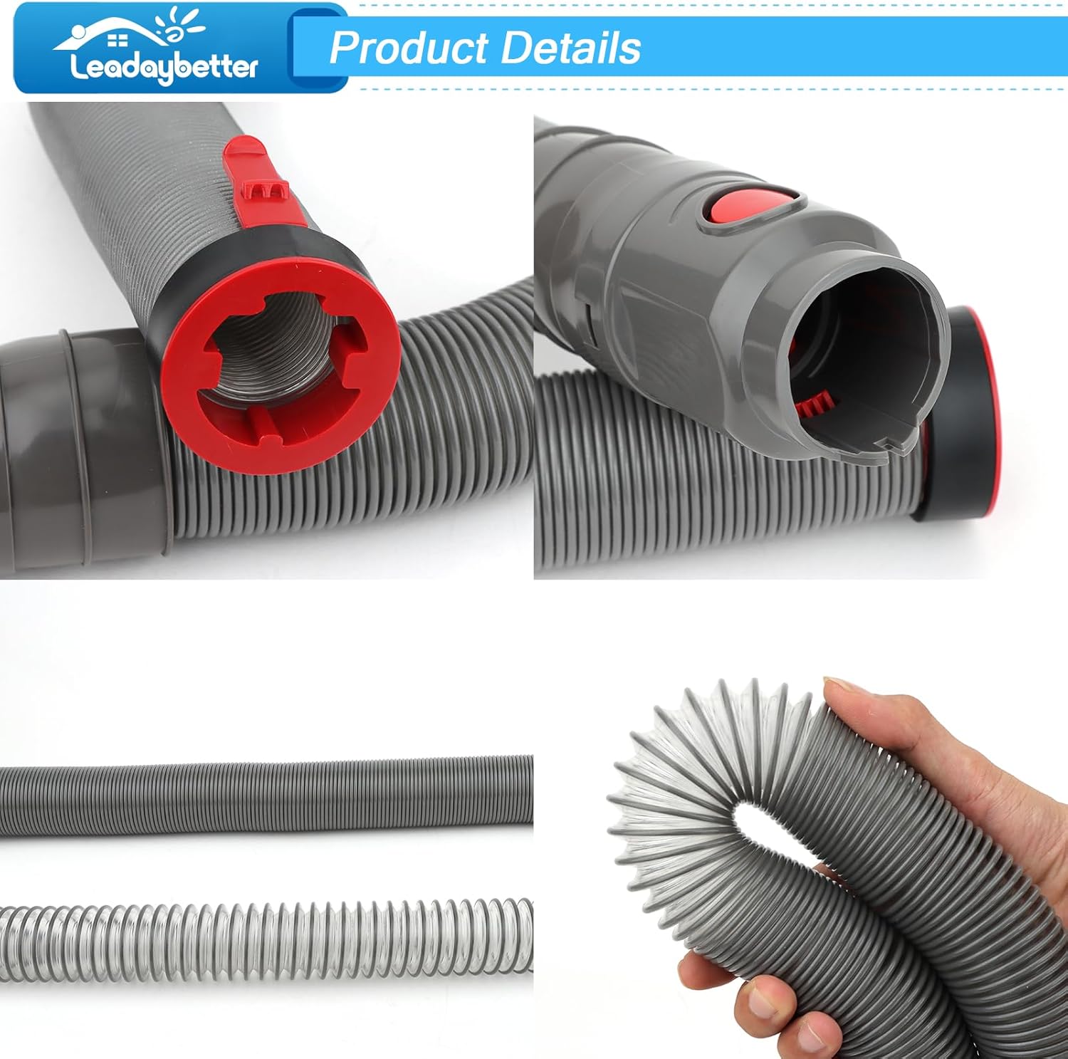 Leadaybetter DC41 Hose Replacement Part For Dyson DC65，DC66, UP13, UP20 | DC41 Upright Vacuum Cleaner, Ball Animal 2 Filter Replacements, Compare to Part 920769-01&920640-01 (DC41 Series Hose+Filter)