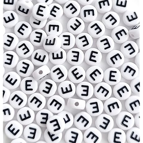 4x7mm E-Letter Acrylic Vowel Alphabet Beads
