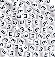 Vista 57 de 100 cuentas de letras blancas redondas de acrílico del alfabeto, cuentas de la letra L, para hacer joyas, pulseras, collares, llaveros, bricolaje