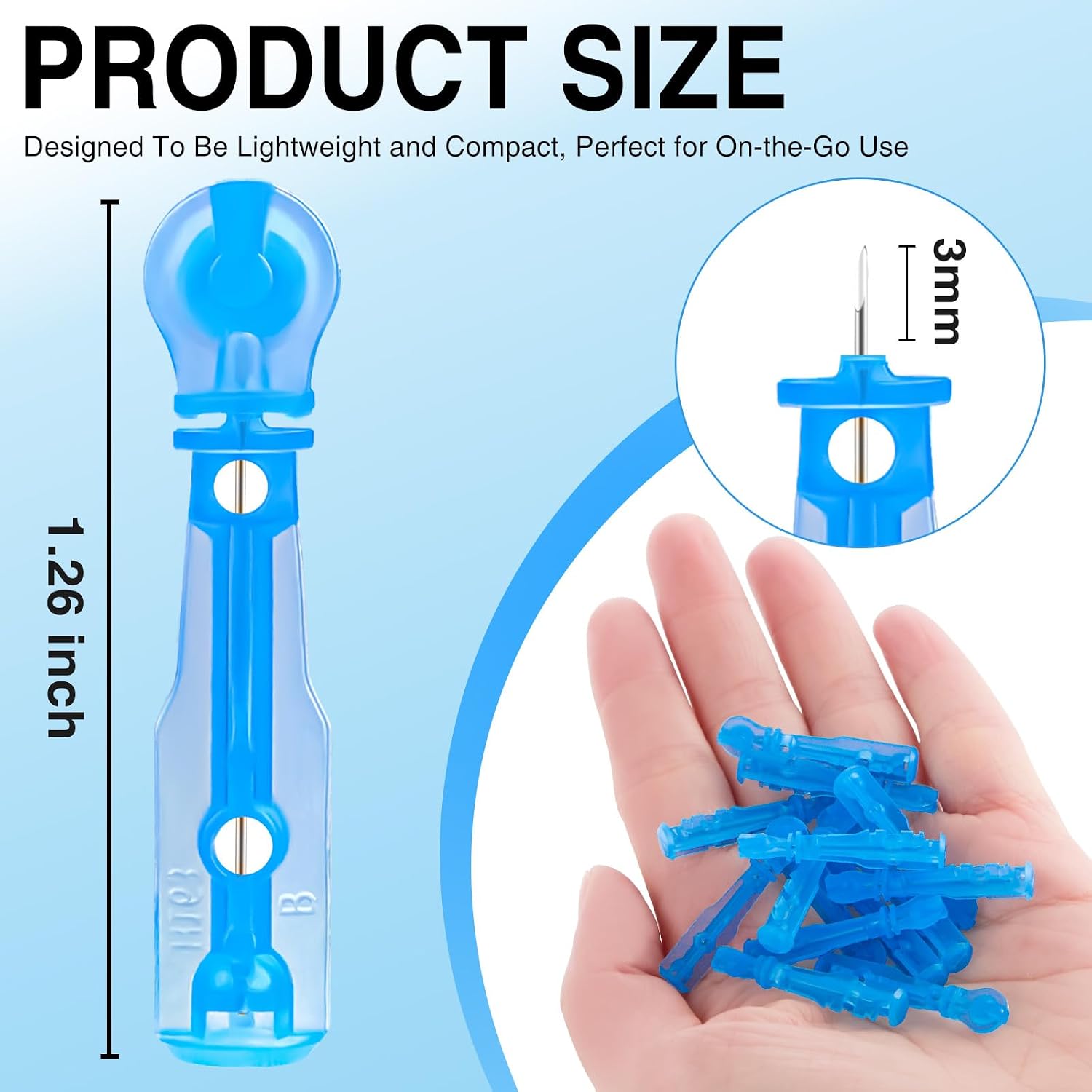 60PCS Pimple Popper Kit with 72 Acne Patches, Disposable Blemish Tool for Whitehead, Blackhead, Pimple Clearing, Ultra-Fine 0.3mm Tip for Home/Travel Use (Blue)