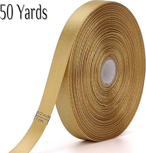 Miniatura 293 de Cinta de oro rosa de 1-1/2 pulgadas, para envolver regalos, 50 yardas, corona de fiesta de boda, costura, accesorios para el cabello, decoración