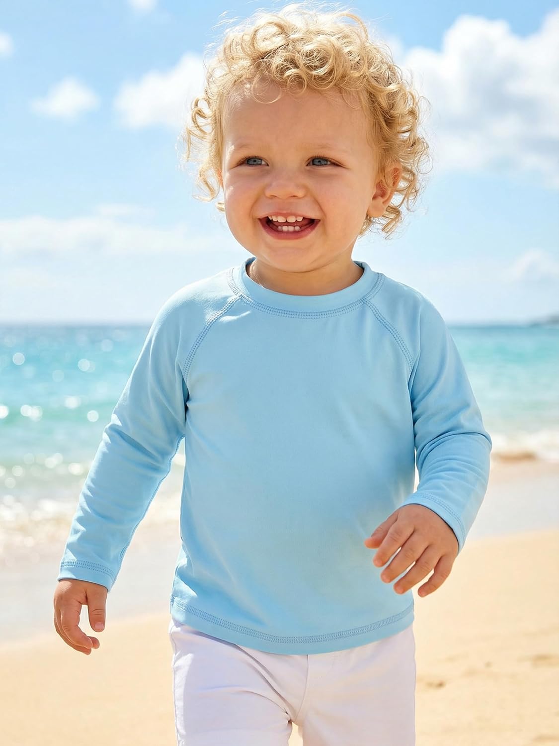 Poroka 2 Pack Baby and Toddler Boys' UPF 50+ Long-Sleeve Rashguards Baby Boy Quick Dry Swim Shirt Toddler Swimwear Surf Tops