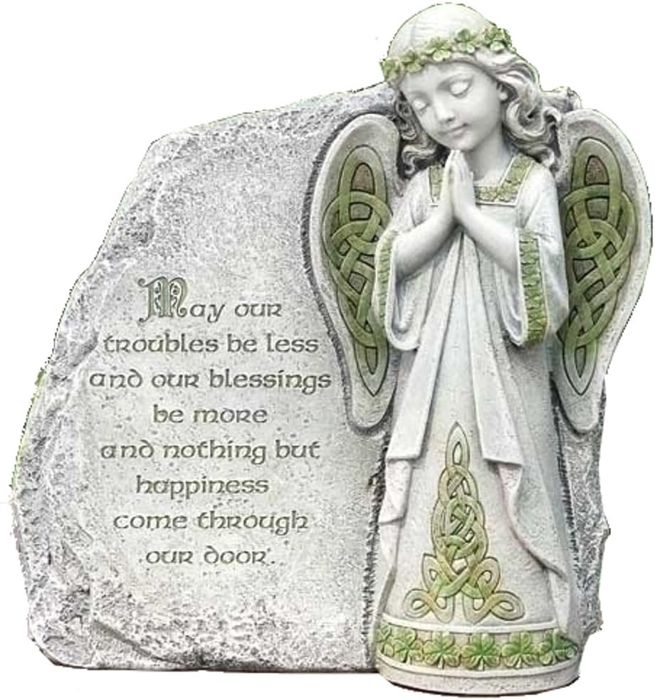 Roman Joseph's Studio, 9.75" H Irish Angel and Blessing Garden Stone, Outdoor Religious Decor