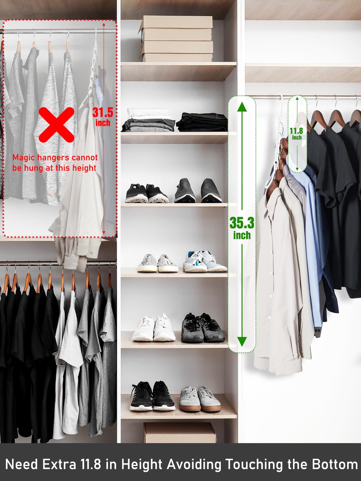 Magische Kleiderbügel für den Haustag, platzsparend, platzsparend, mit stabilem Kunststoff für schwere Kleidung 8 Stück weiß