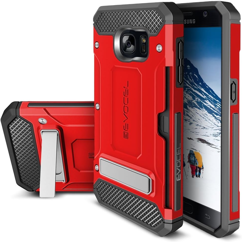 Galaxy S7 Case, Evocel [Explorer Series Pro] Dual Layer Credit Card Case with Magnetic Kickstand for Samsung Galaxy S7 (SM-G930), Red (EVO-SAMS7-CK03)