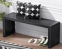 Toolola 35-Inch Bamboo Dining Bench - Waterproof Entryway Shoe Rack, Indoor/Outdoor Kitchen Table Bench, Supports 500 lbs, Black