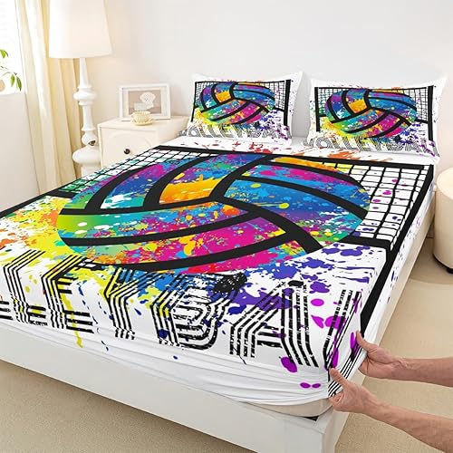 Miniatura 4 de Erosebridal Juego de ropa de cama de pelota de voleibol, tamaño individual, juegos de voleibol, juego de ropa de cama deportiva para niños, niñas,