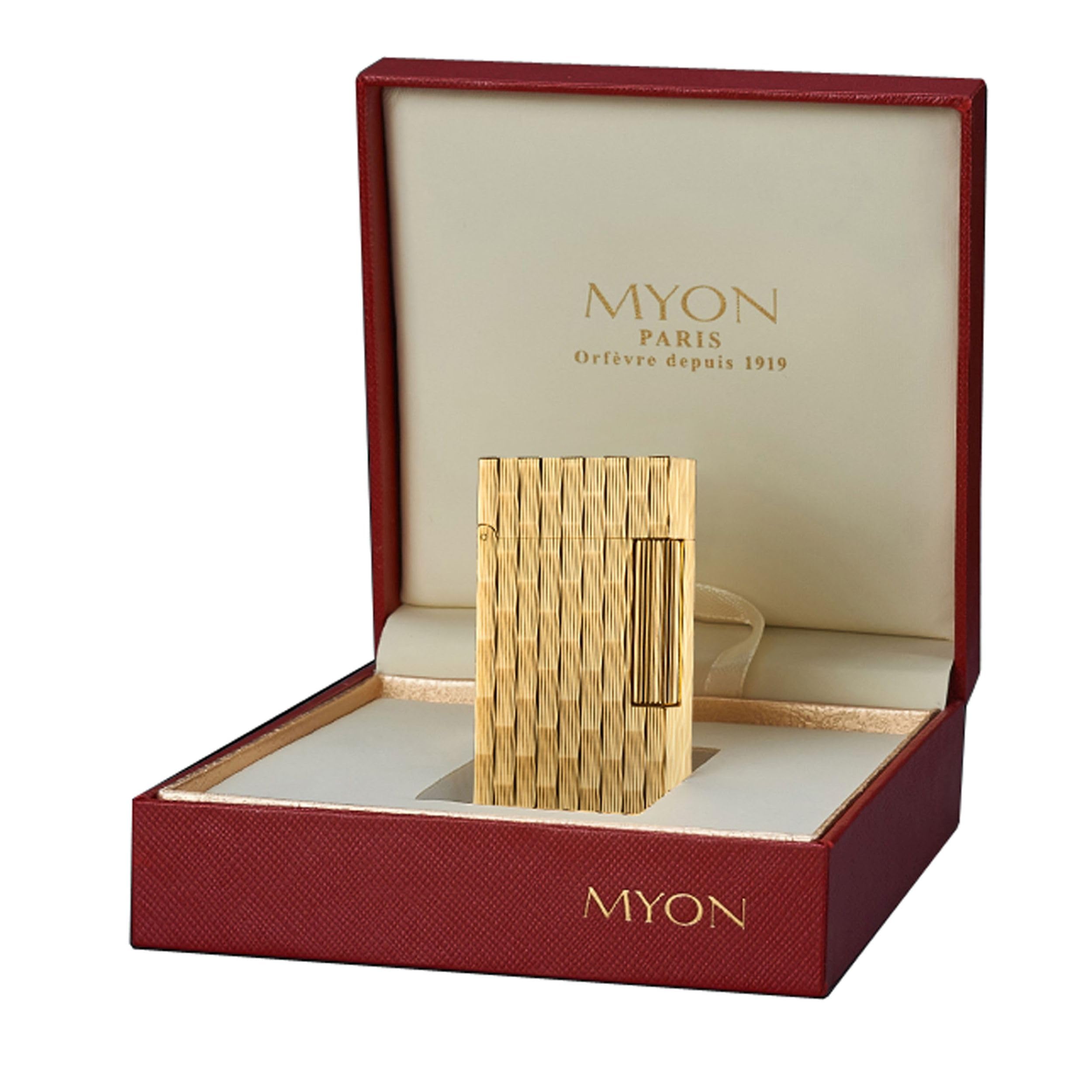 Myon Zigarrenfeuerzeug Paris Brass Gold Bamboo Design, Softflamme, nachfüllbar