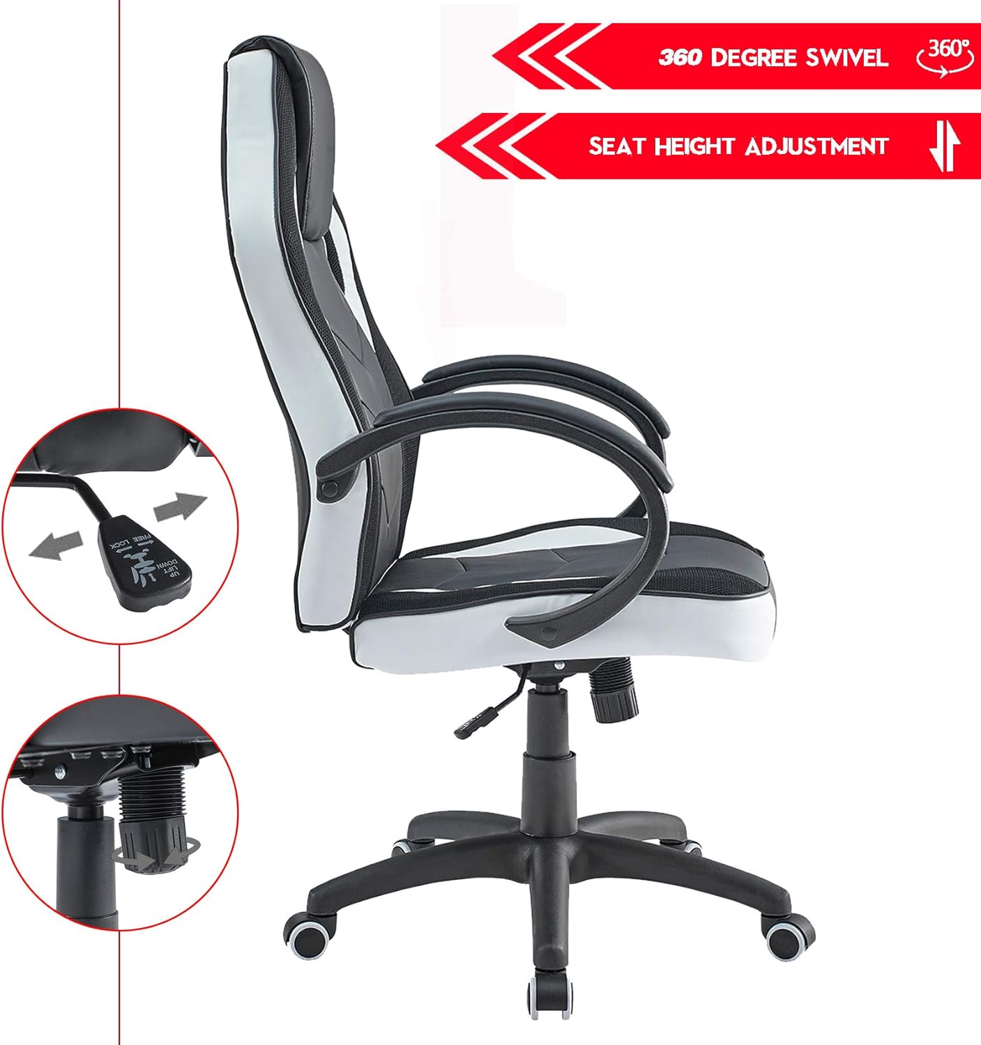 Black Friday Sale 2022 Mr IRONSTONE Gaming Chair Office Executive Computer Ergonomic Video Game Chair with Backrest Armrest Height Adjustable Swivel Comfortable Seat PC Esports Racing Chair (Black+White) Review Product Mr IRONSTONE Gaming Chair Office Executive Computer Ergonomic Video Game Chair with Backrest Armrest Height Adjustable Swivel Comfortable Seat PC Esports Racing Chair (Black+White)