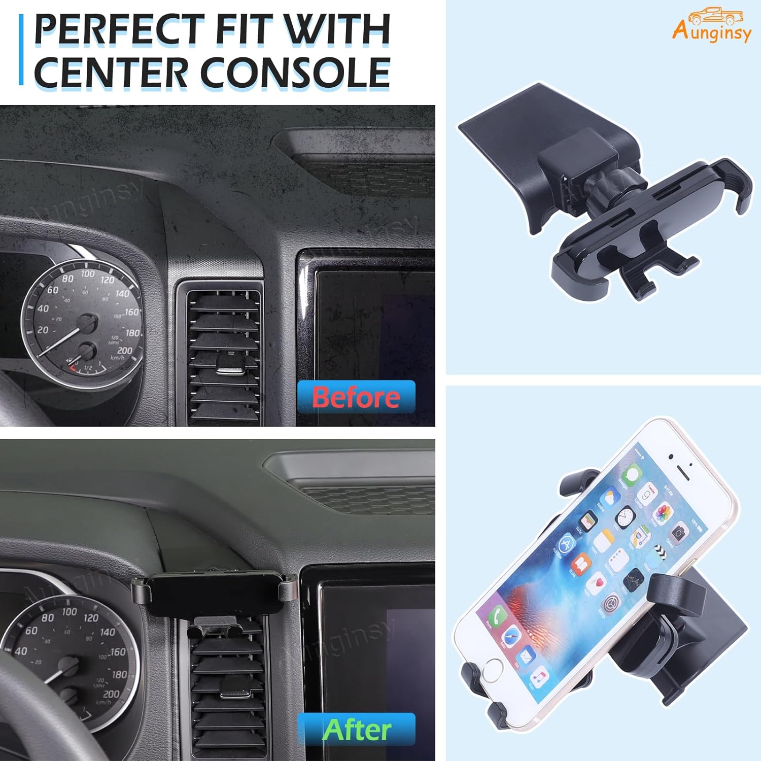 Car Cell Phone Holder Compatible with Nissan Frontier 2022 2023 2024 Center Console Multimedia Display Left Side Panel Mobile Phone Mount Dash Vent Clip Bracket Universal Phones Navigation Accessories