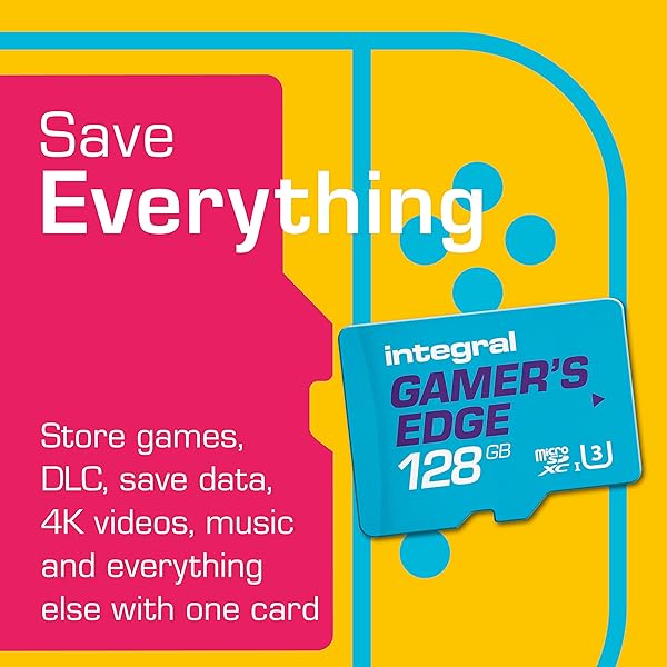 Integral 128GB Gamer's Edge Micro SD Card for the Nintendo Switch - Load & Save Games Fast, Gaming Storage, DLC & Save Data, Quick Memory Card made for Nintendo Switch 1 consoles, Lite, OLED & 4K - 4