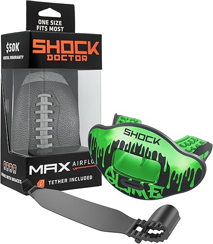 Vista 17 de Shock Doctor Protector de labios, protector bucal para adultos y jóvenes de fútbol americano con correa, boquilla de fútbol americano transpirable