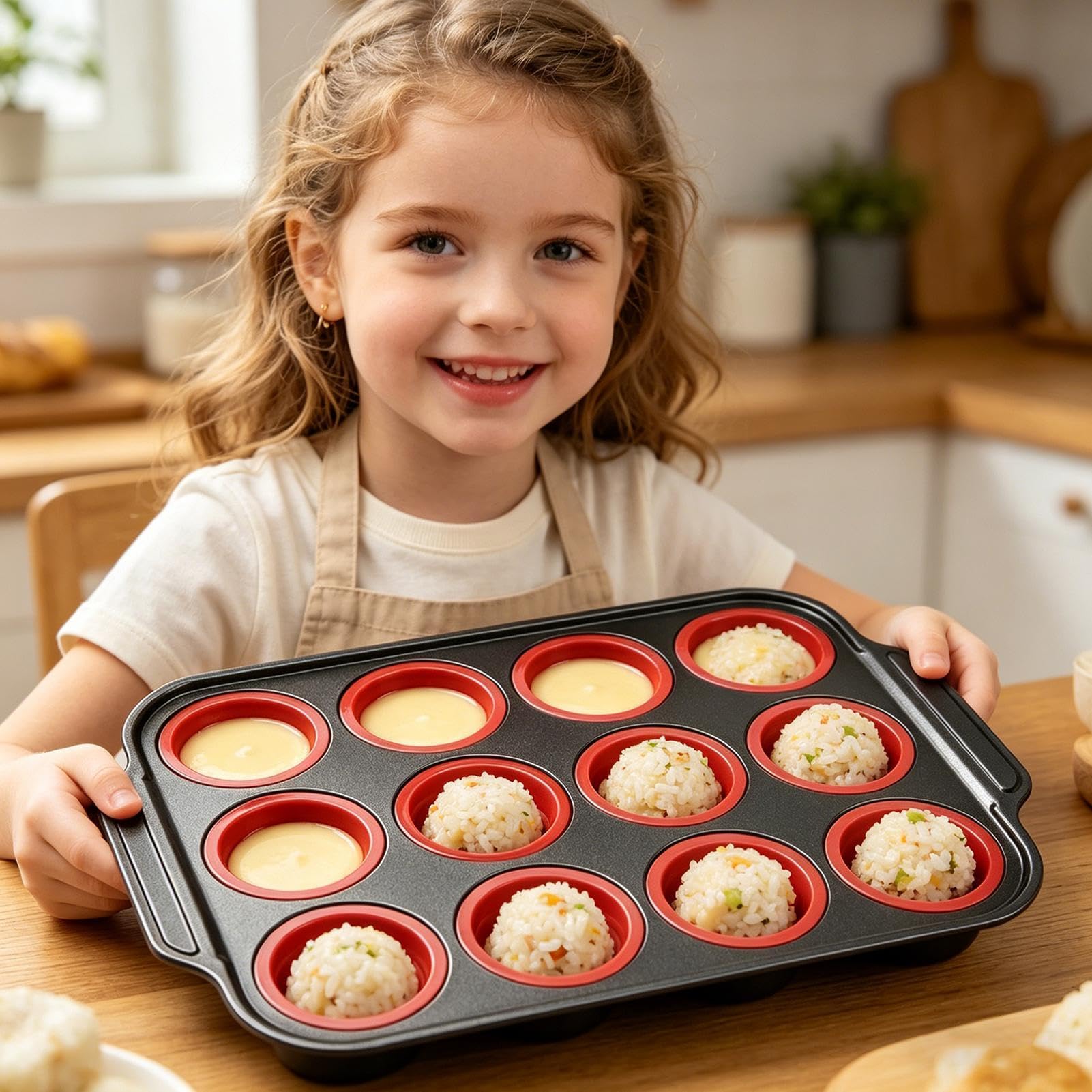 Genérico Molde De Silicona Para Muffins Bandeja De Moldes Para Hornear | Bandeja Antiadherente Para Cupcakes Para Muffins Postres Tartas Pasteles Tortillas Brownies Apartamentos Cocina Restaurante
