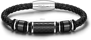 Men's Stainless Steel Two-Tone Square Link diamond Bracelet in Black & Blue Ion-Plated Black